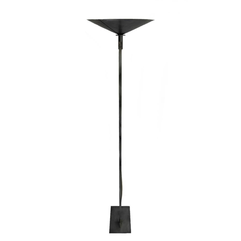 Post Modern Memphis Style Lamp by Robert Sonneman for George Kovacs 

Features Steel Frame, Post & Shade with Brass and Copper Details

Rectangular Steel Base with Cord Underneath

1980s


