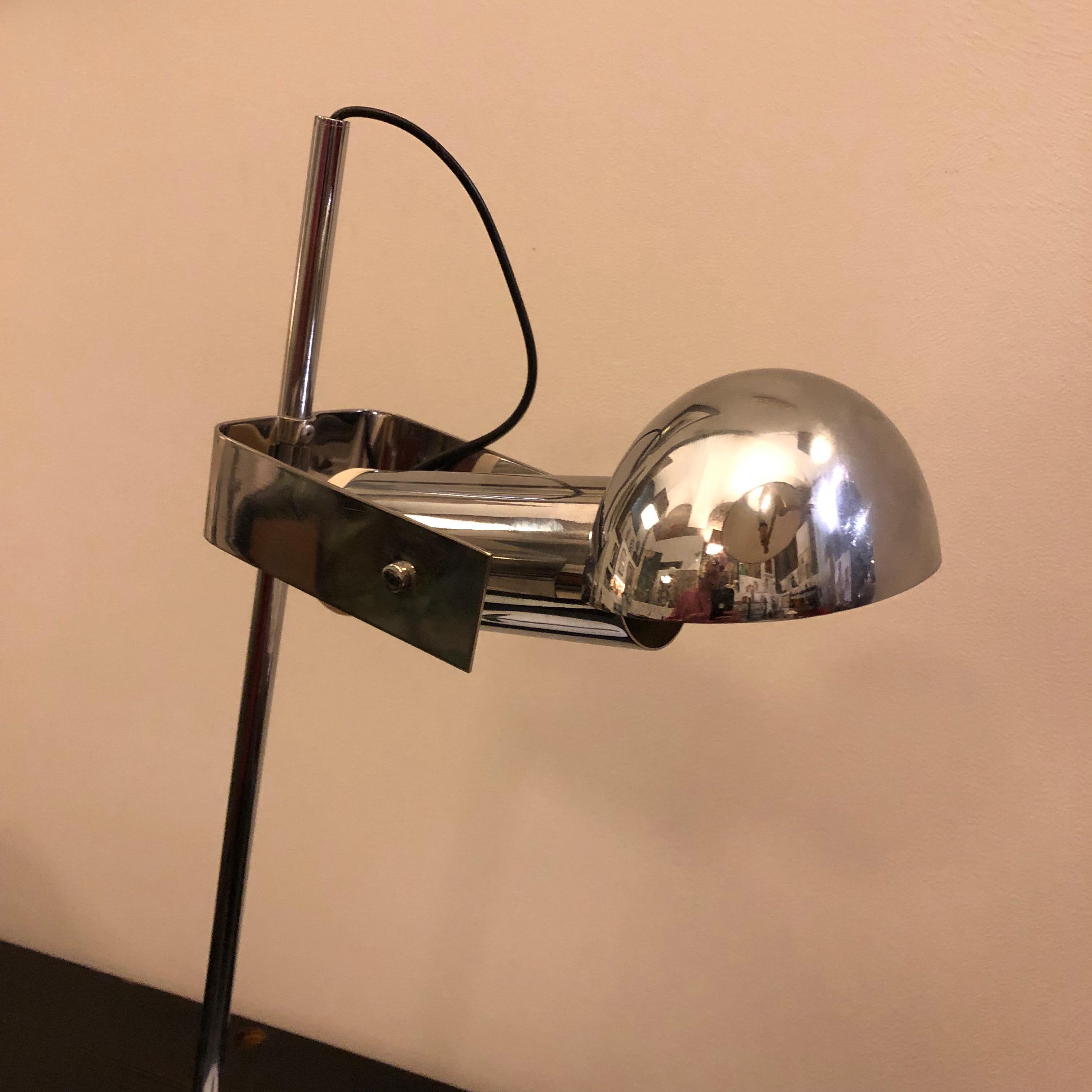 Robert Sonneman for Luci Milano Steel and White Metal Table Lamp, 1970s In Good Condition In Aci Castello, IT