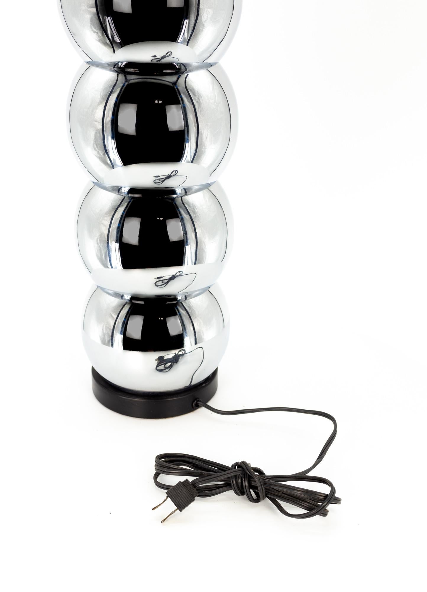  Robert Sonneman Mid Century Stacked Chrome Ball Table Lamp 2