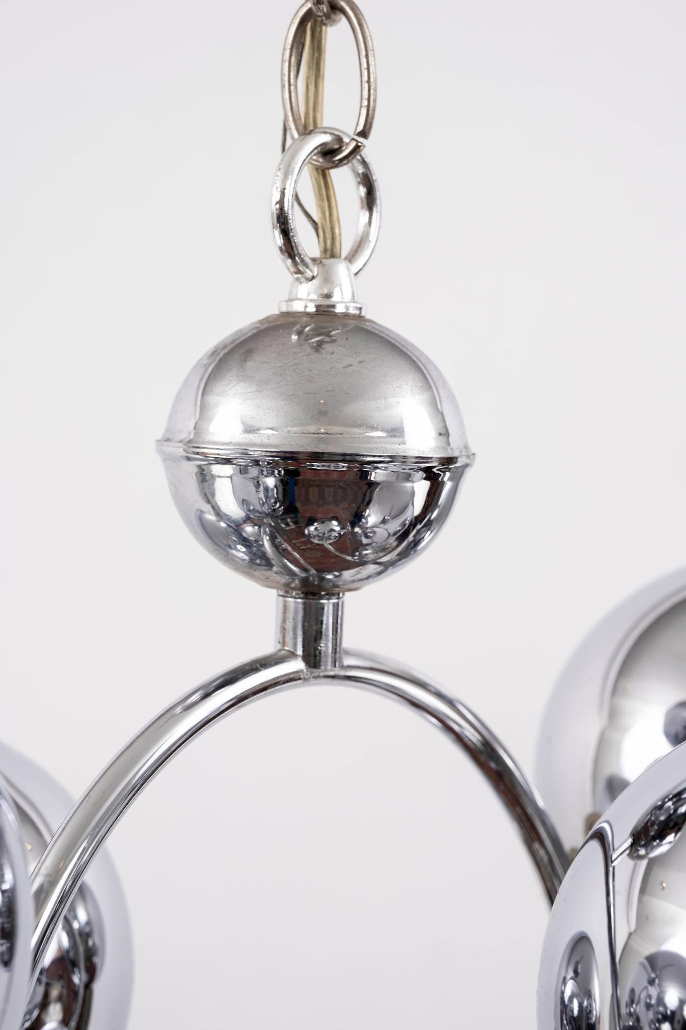 Vintage 8 light Robert Sonneman chrome orb molecule chandelier.