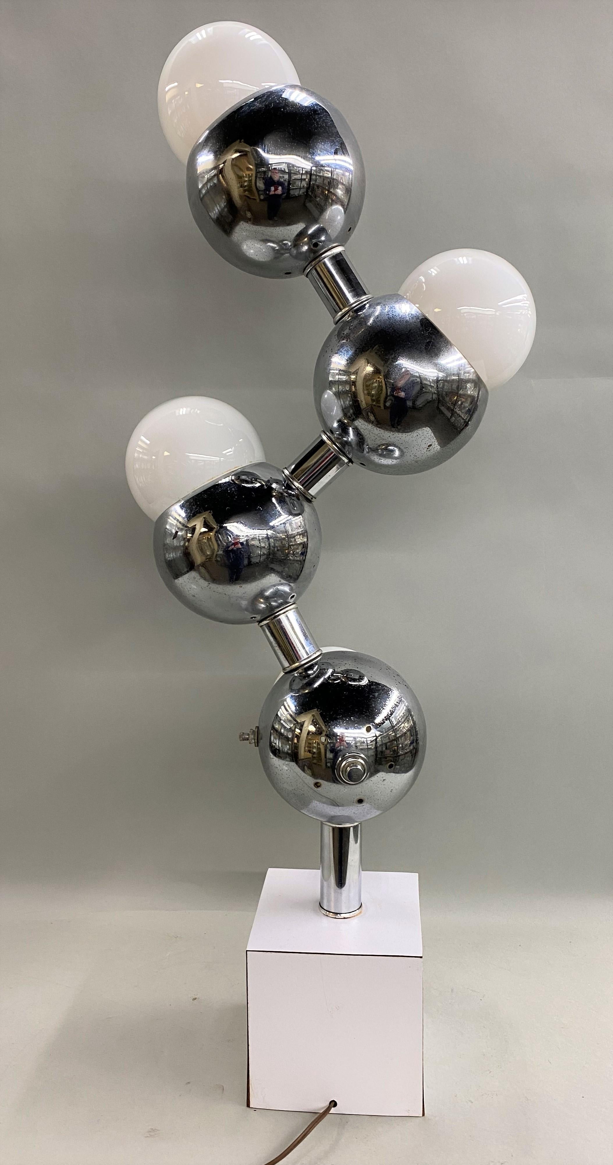 Space Age Robert Sonneman Molecule or Eyeball Chrome Table Lamp circa 1960’s