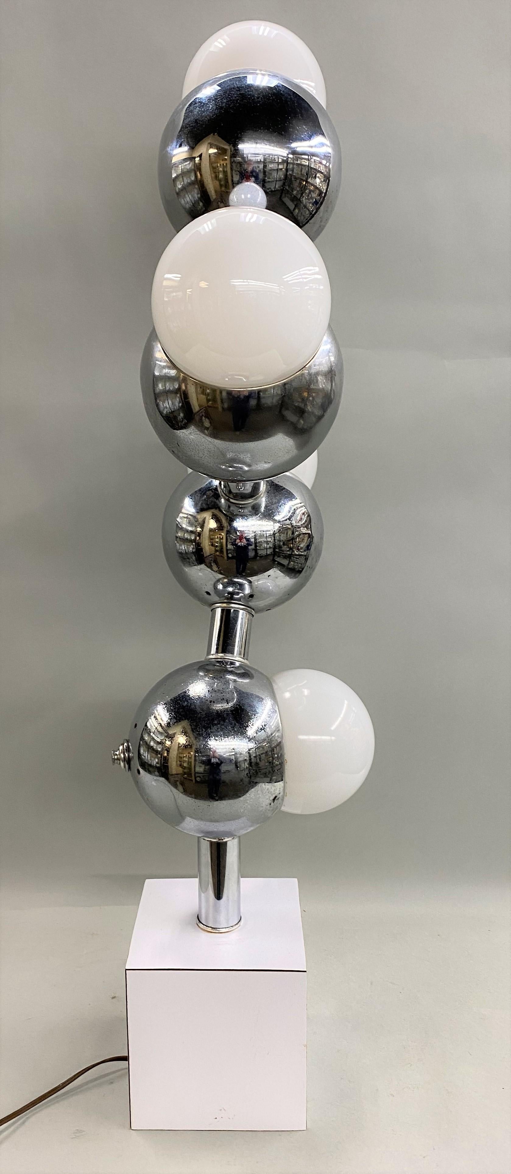 American Robert Sonneman Molecule or Eyeball Chrome Table Lamp circa 1960’s