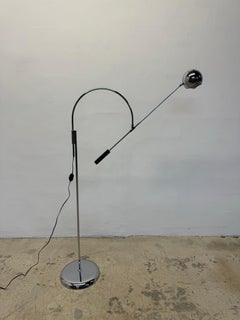 Robert Sonneman Orbiter Chrome Arc Adjustable Floor Lamp, 1970s