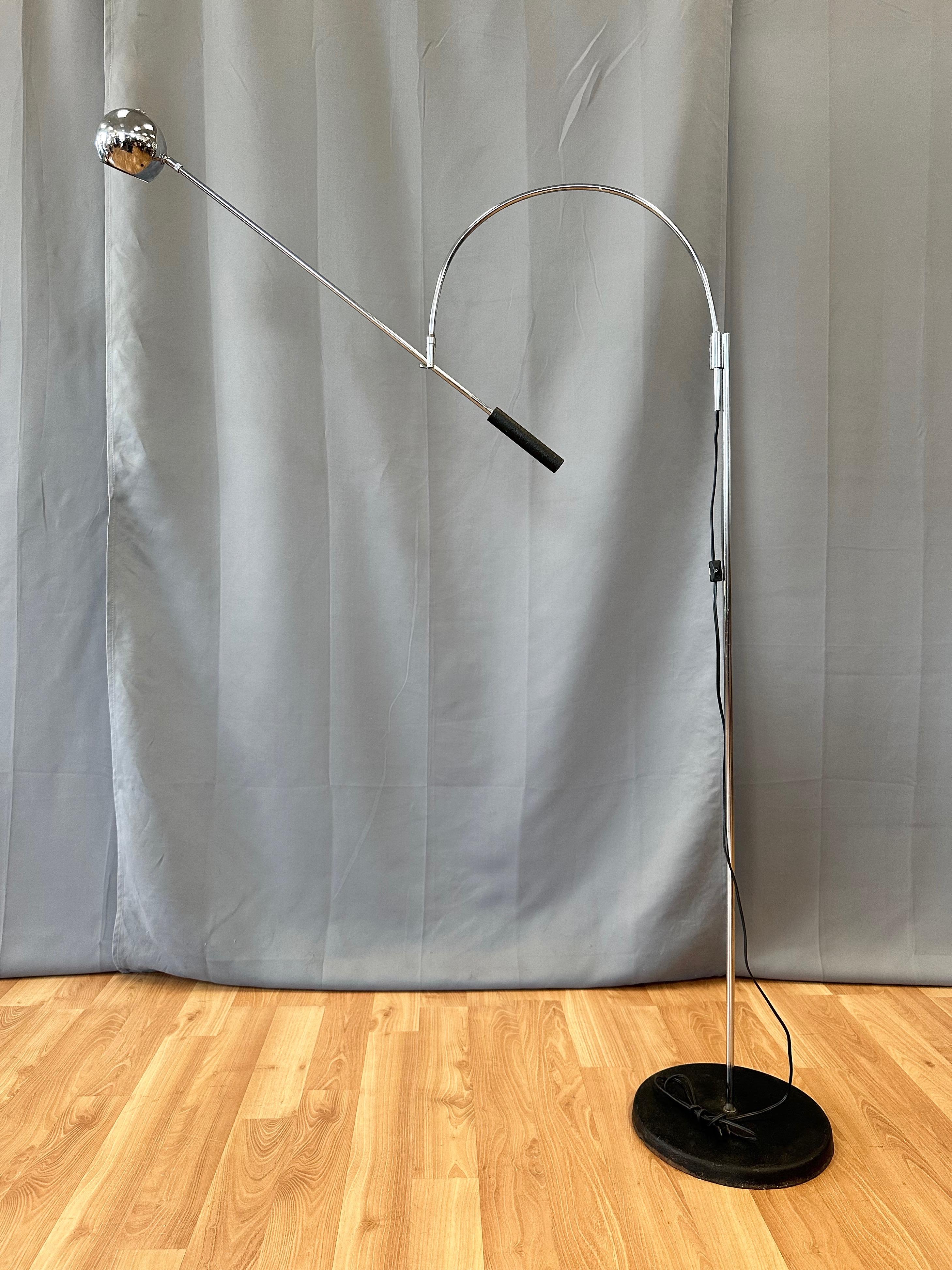 Robert Sonneman Orbiter Chrome Positionable Swing-Arm Floor Lamp, circa ...