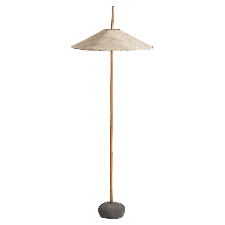 Robert Sonneman, "Safari" Floor Lamp, Bamboo, Stone, Fabric, United States  1990s For Sale at 1stDibs | safari floor lamp