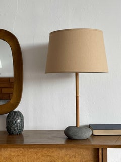 Robert Sonneman, "Safari" Table Lamp, Bamboo, Stone, Fabric, United States 1970s
