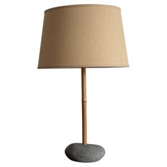 Robert Sonneman, "Safari" Table Lamp, Bamboo, Stone, Fabric, United States 1970s