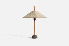 Robert Sonneman, "Safari" Table Lamp, Bamboo, Stone, Fabric, United States 1990s