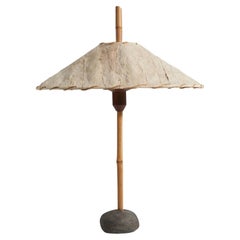 Robert Sonneman, "Safari" Table Lamp, Bamboo, Stone, Fabric, United States 1990s