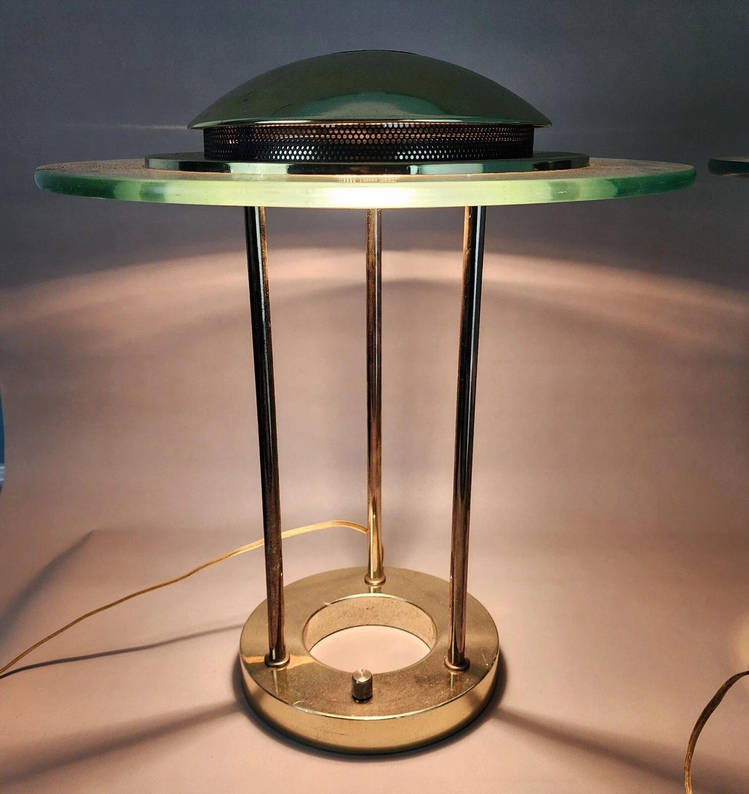 Post-Modern Robert Sonneman Saturn Desk Table Lamps Pair For Sale