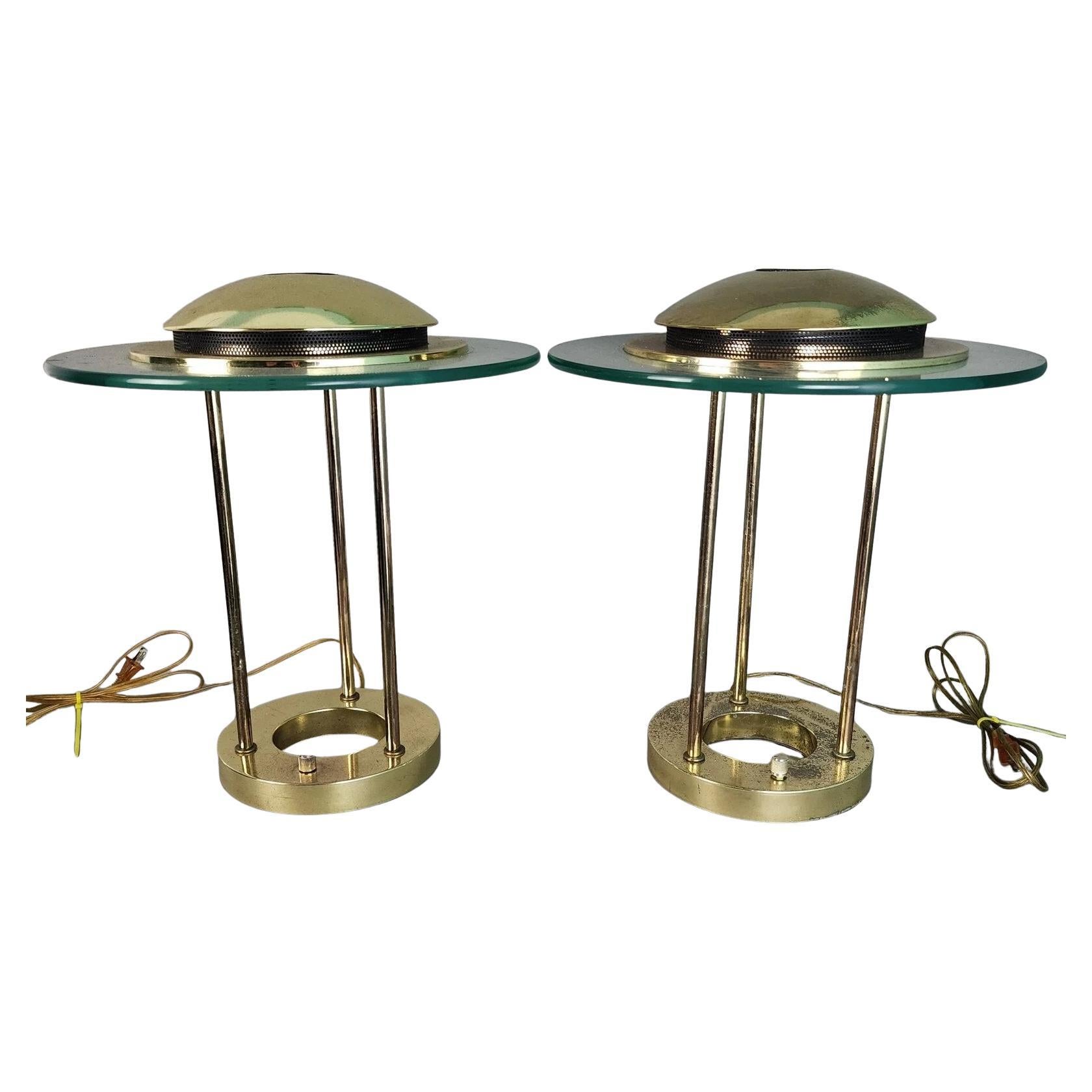 Robert Sonneman Saturn Desk Table Lamps Pair