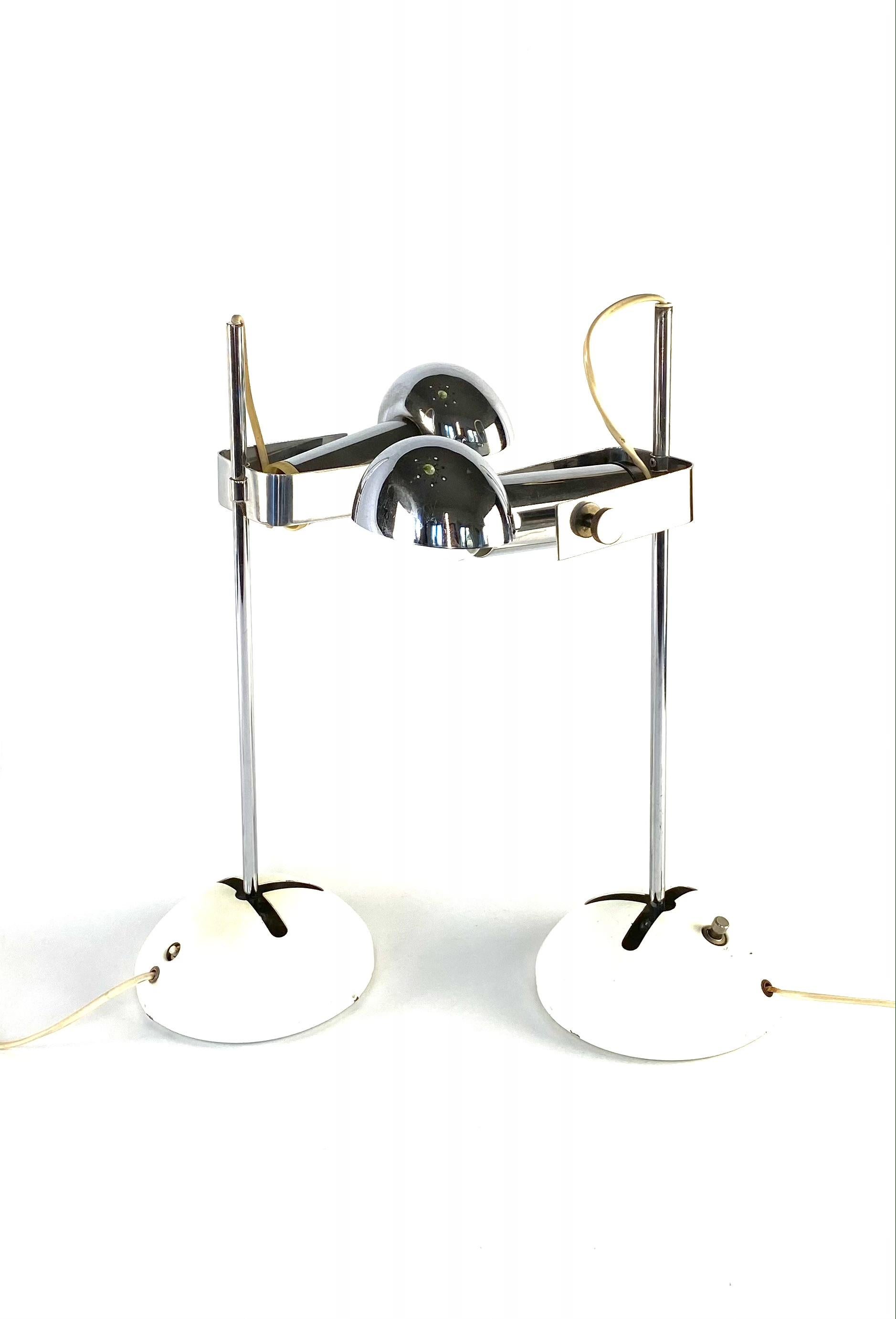 Space Age Robert Sonneman, Set of 2 T395 Table Lamp, Luci Milan, Italy, 1972 For Sale