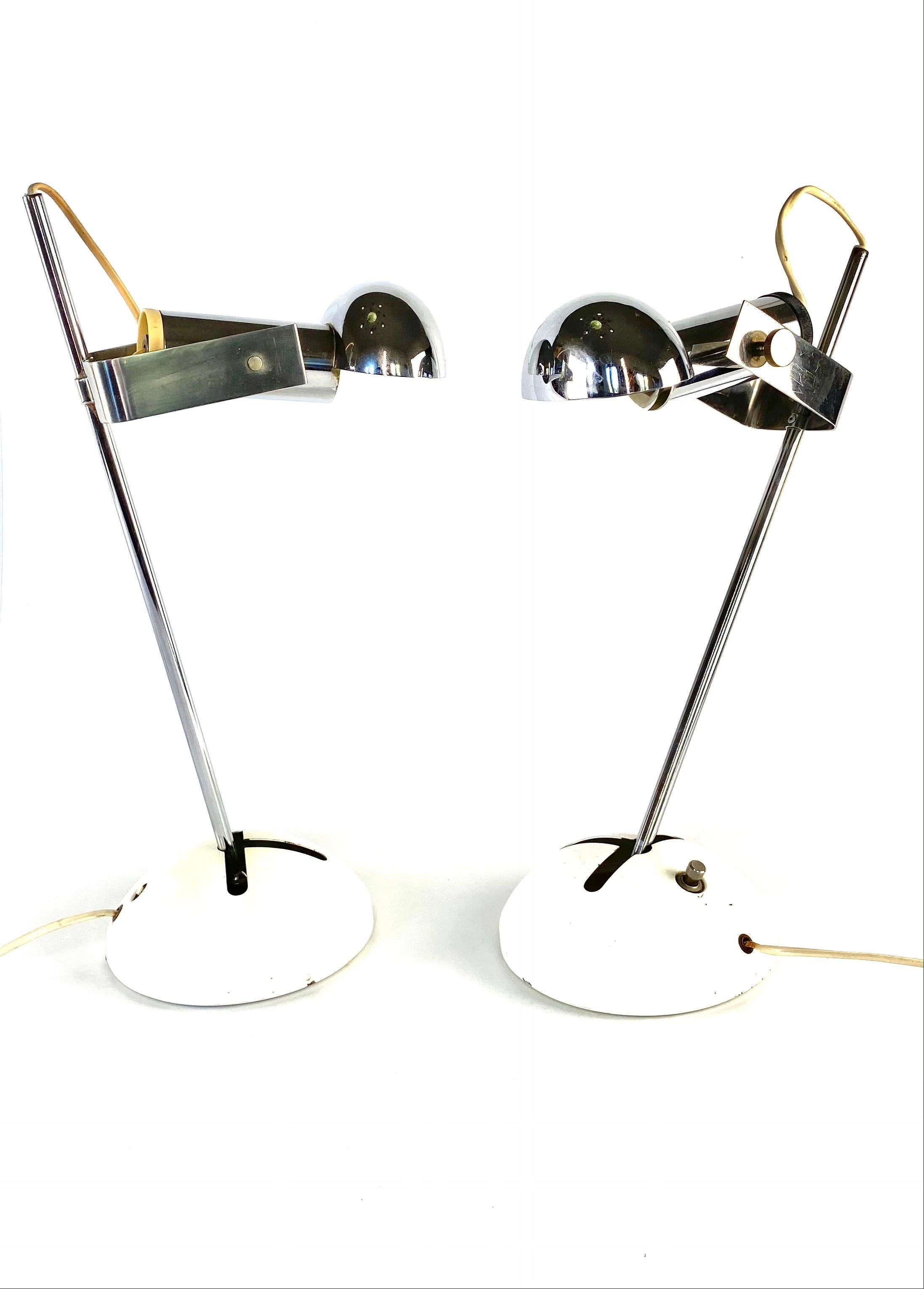 Metal Robert Sonneman, Set of 2 T395 Table Lamp, Luci Milan, Italy, 1972 For Sale