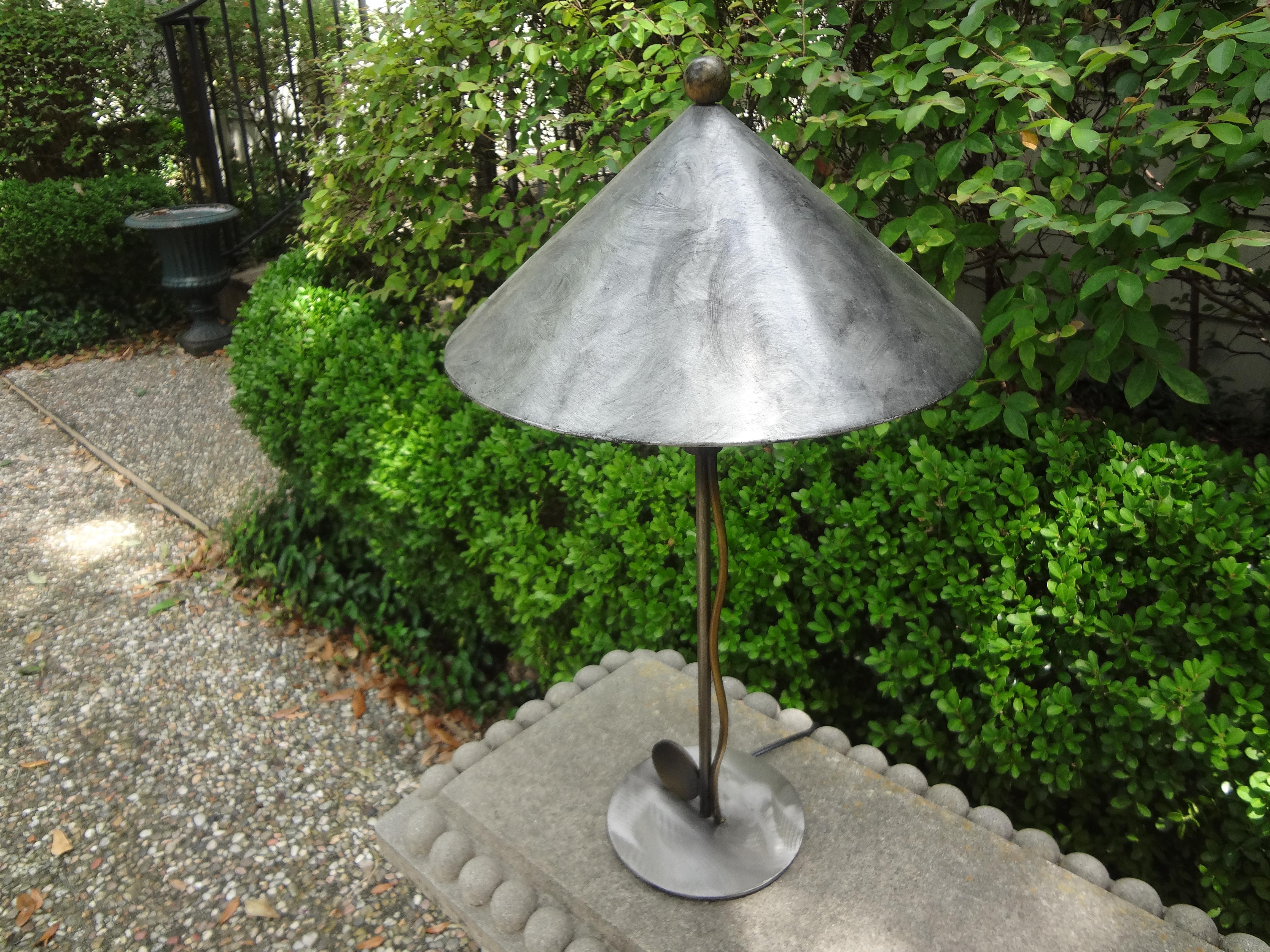 Robert Sonneman Steel and Brass Lamp For Sale 5