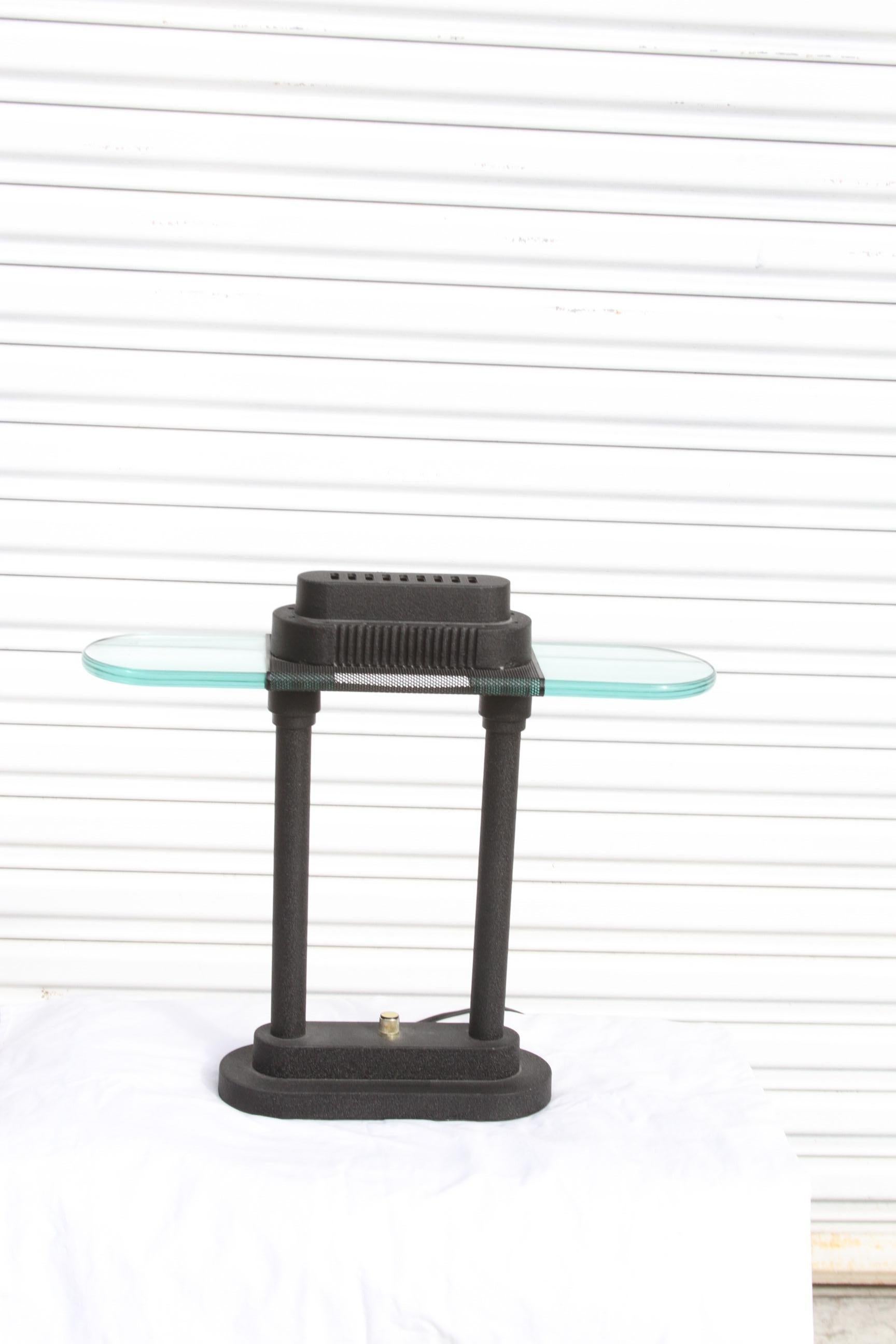20th Century Robert Sonneman Style Black and Glass Table Lamp For Sale