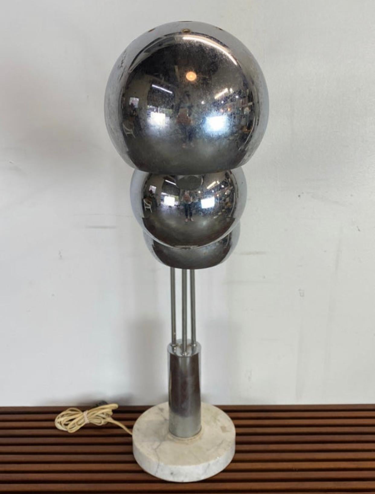 Robert Sonneman Style Chrome Table Lamp on Marble Base For Sale 3