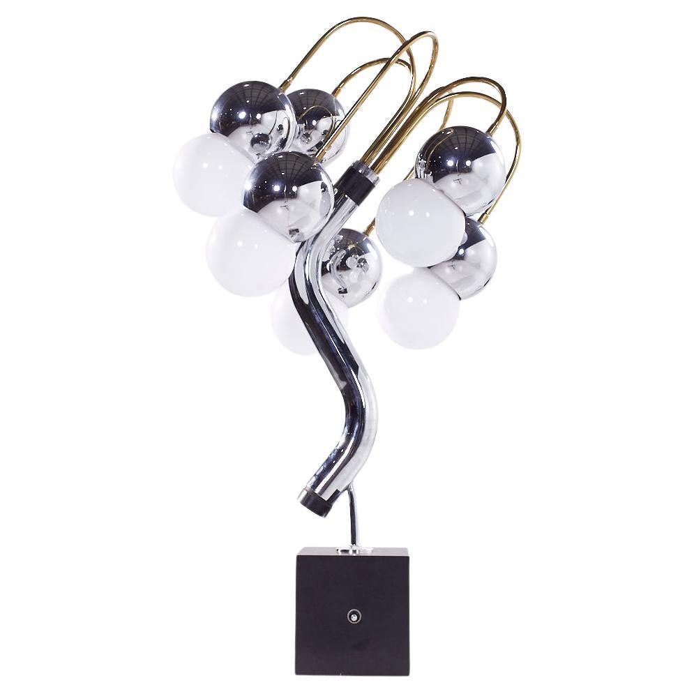 Robert Sonneman Style Mid Century Chrome and Brass Table Lamp