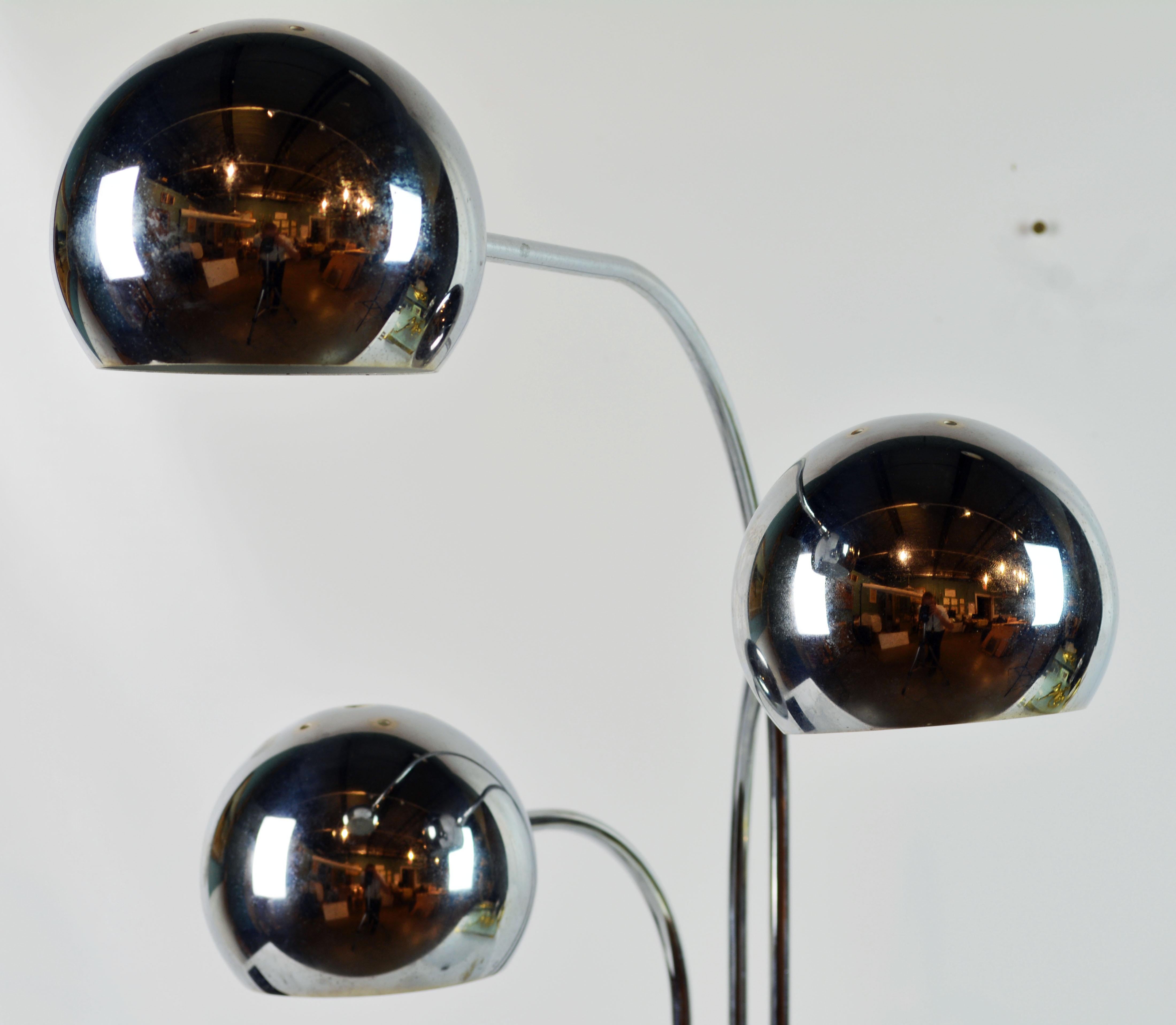 Robert Sonneman Style Vintage Midcentury Style Triple Eyeball Chrome Table Lamp 1