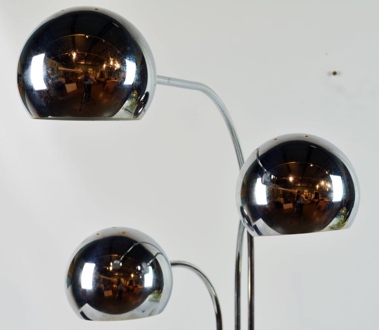 Robert Sonneman Style Vintage Midcentury Style Triple Eyeball Chrome Table Lamp 4
