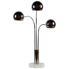 Robert Sonneman Style Vintage Midcentury Style Triple Eyeball Chrome Table Lamp