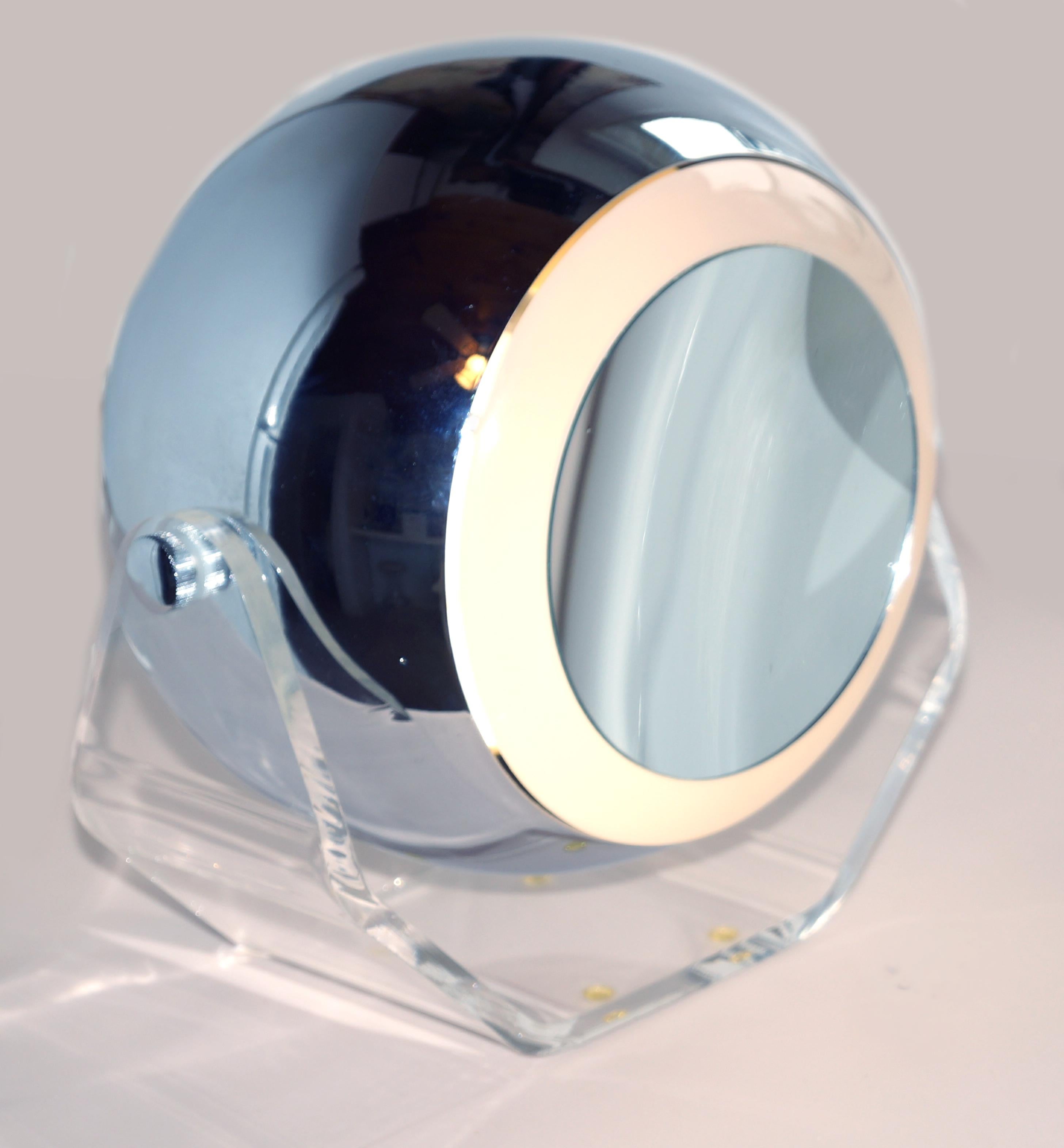 Robert Sonneman magnifier Lucite eyeball mirror vanity table lamp makeup swivel.