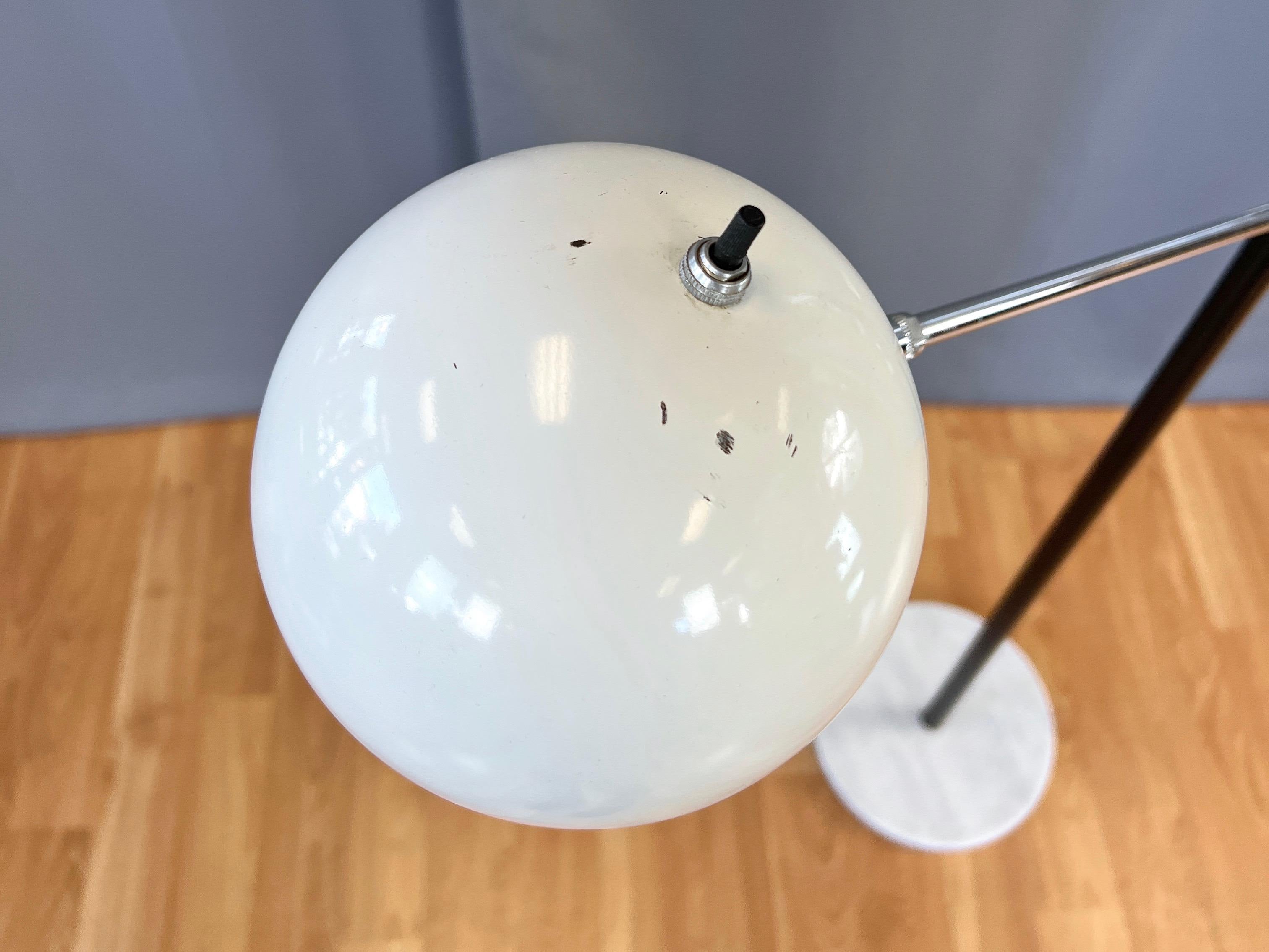 Robert Sonneman White Three-Arm Orbiter Floor Lamp with Marble Base, 1960s For Sale 8