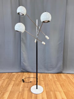Robert Sonneman White Three-Arm Orbiter Floor Lamp with Marble Base, 1960s