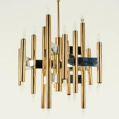 Robert Sonnemen Brass and Chrome Chandelier