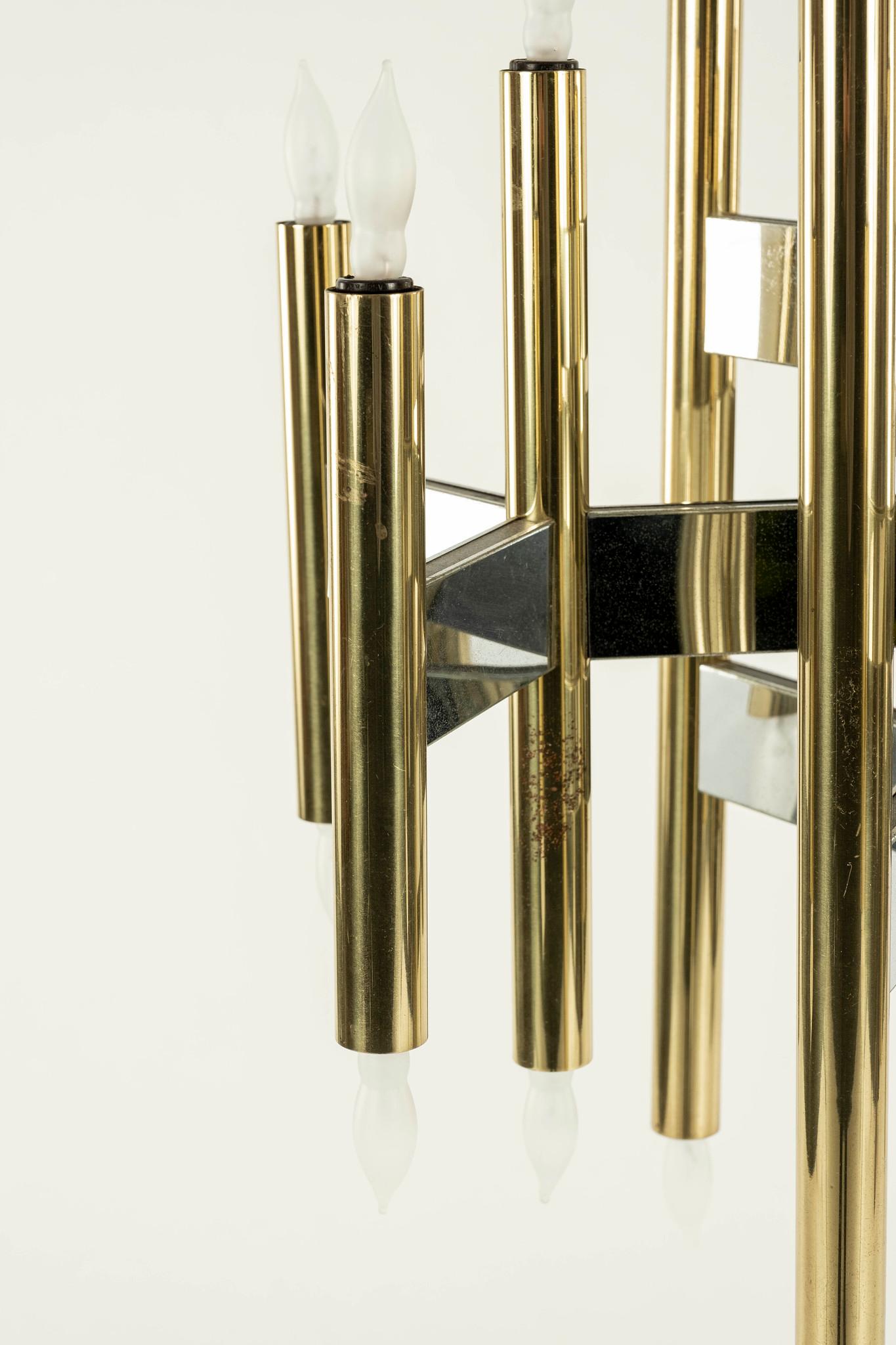 Ottone Lampadario in ottone e cromo Robert The Sonnemen in vendita