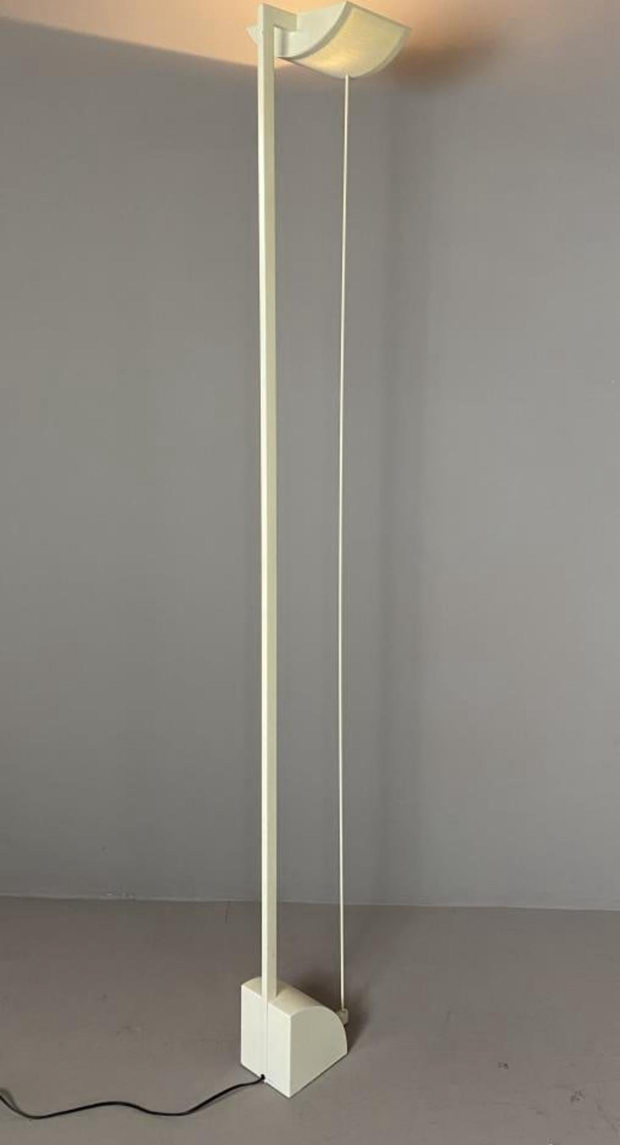 Robert Sonnomen pour George Kovacs, lampadaire halogène post-moderne en émail blanc en vente 2