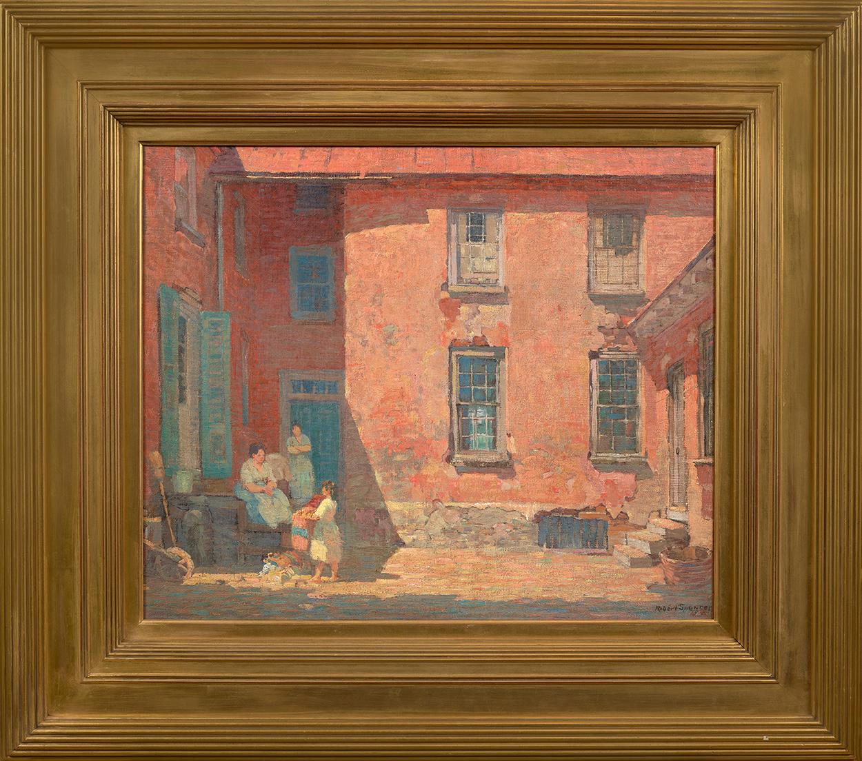 Courtyard in Noon – Painting von Robert Spencer