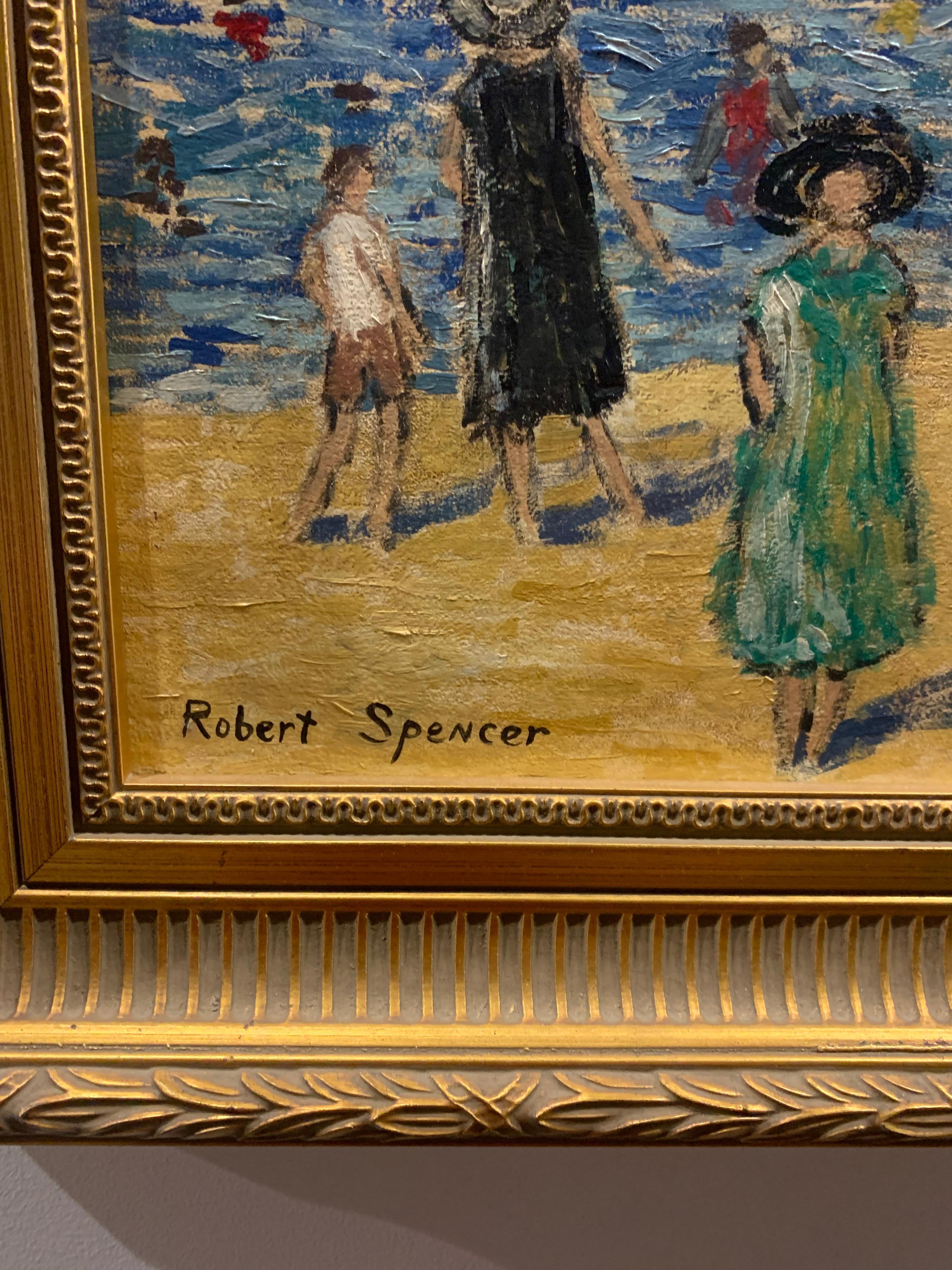 American Classical Robert Spencer at the Beach Oil on Canvas For Sale