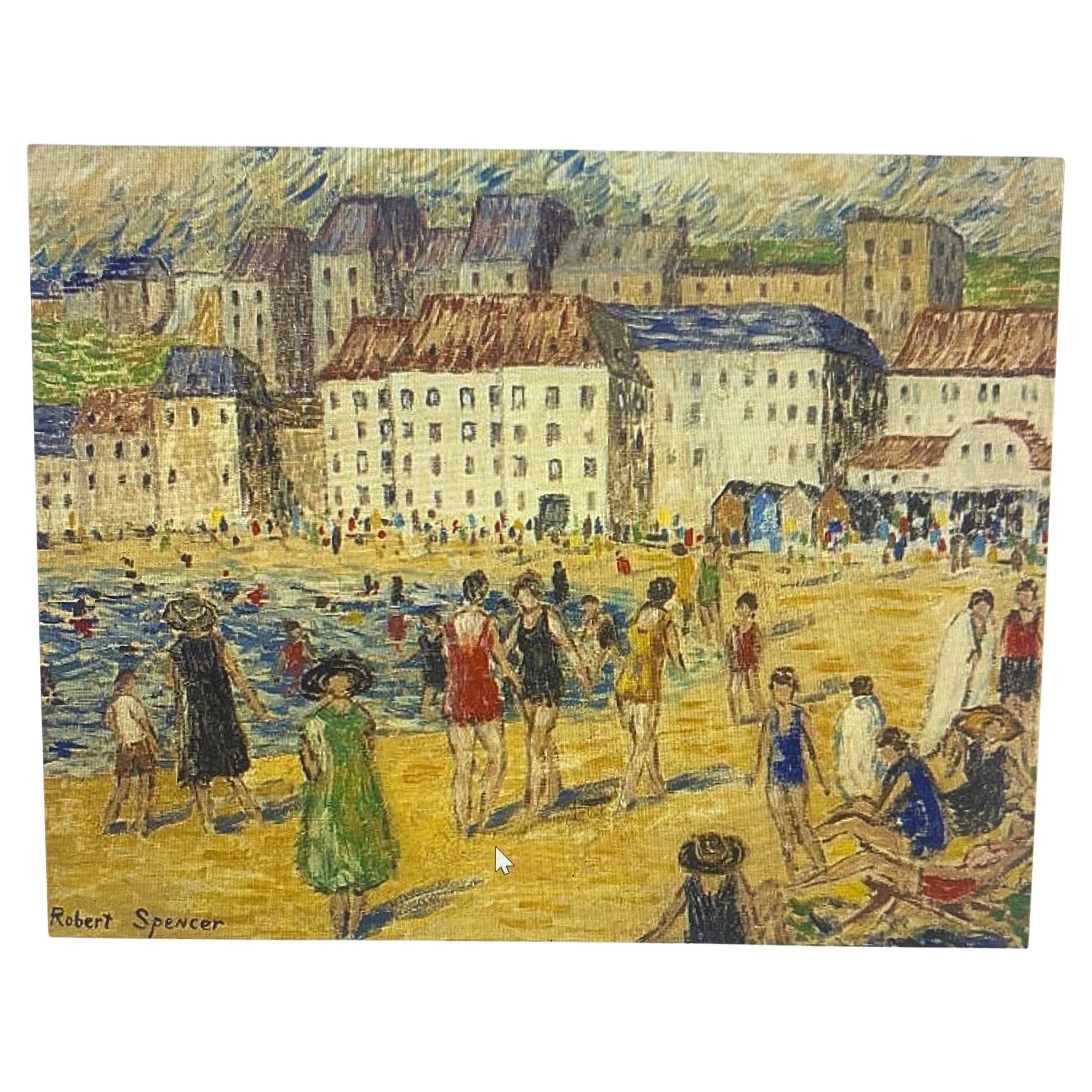 Robert Spencer at the Beach Oil on Canvas For Sale