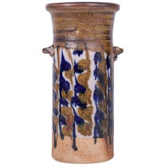 Robert Sperry, Glazed Stoneware Vase with Handles in Earth Tones, 1960's
