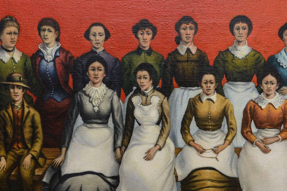 Amerikanisches figuratives Gemälde, Öl auf Leinwand, Robert Springfels (Handbemalt) im Angebot