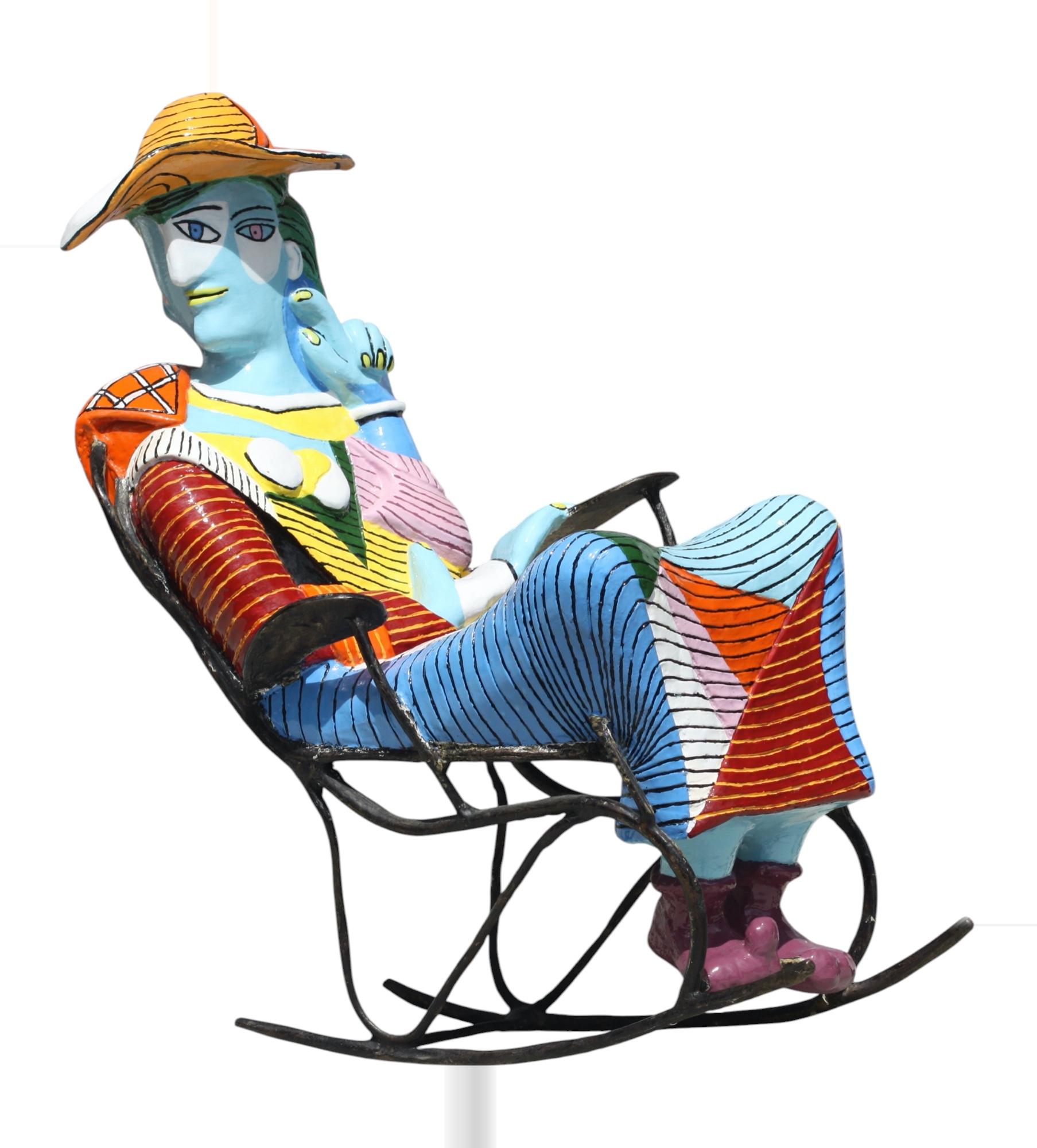 
Robert St. Croix, (Américain, 20e siècle)
Marie Thérèse, (d'après Picasso), bronze peint rempli de ciment, signé et daté sur le dessous de l'accoudoir droit, numéroté 1 sur 3 AP.
Hauteur 19 po, largeur 10,5 po, profondeur 16 po.

Provenance :
