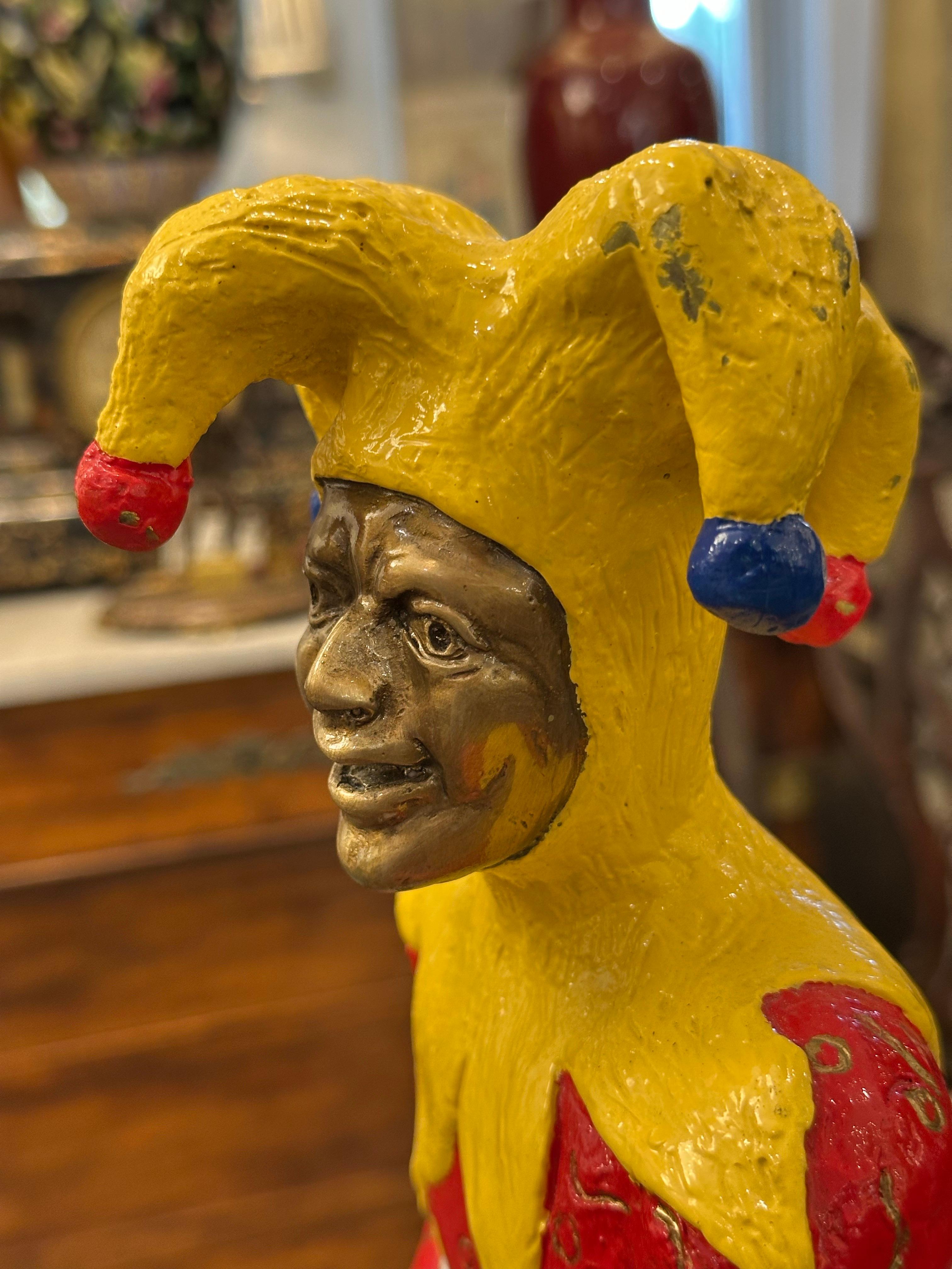 Robert St Croix Polychrome Bronze of a Jester Playing a Banjo For Sale 2