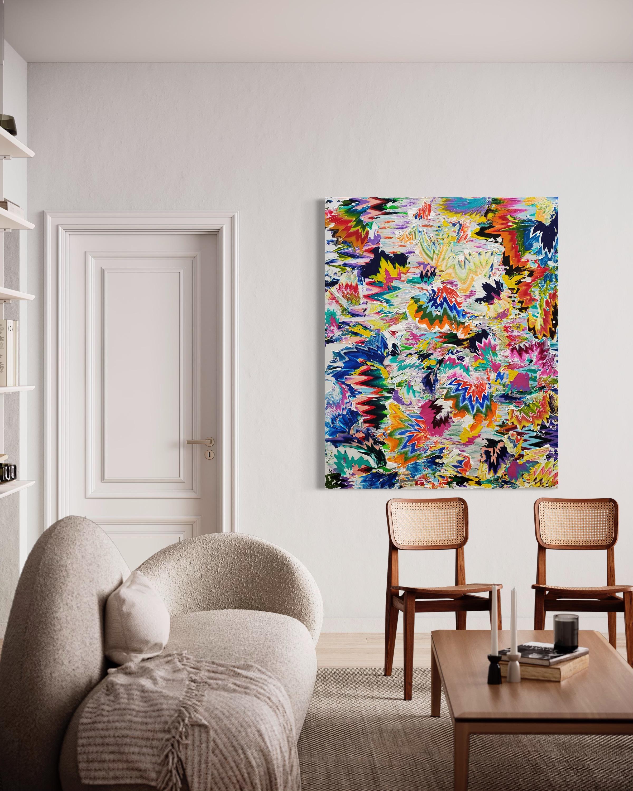 Farbways continued - Helles, mehrfarbiges, abstraktes Gemälde (Braun), Abstract Painting, von Robert Standish 