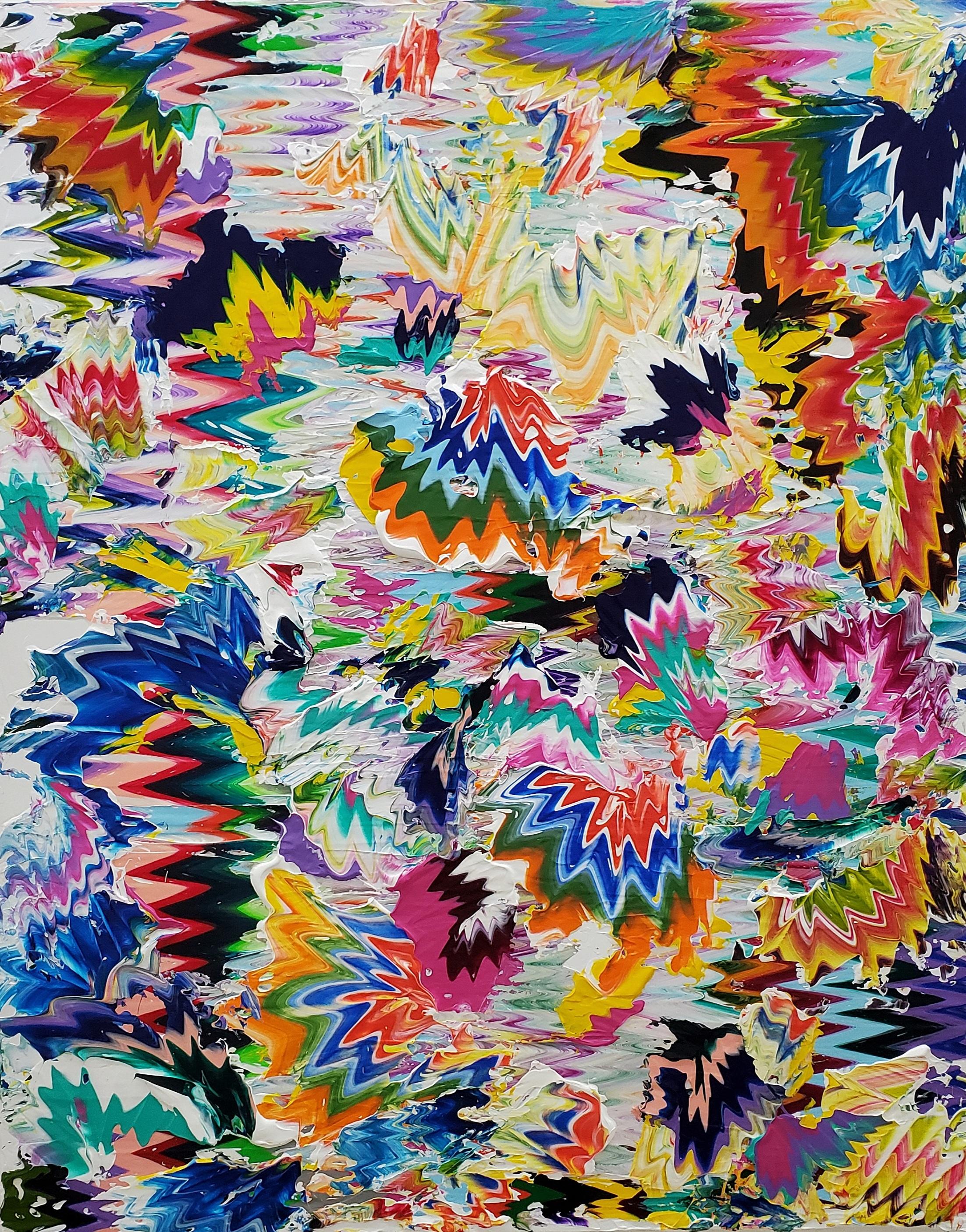 Robert Standish  Abstract Painting – Farbways continued - Helles, mehrfarbiges, abstraktes Gemälde