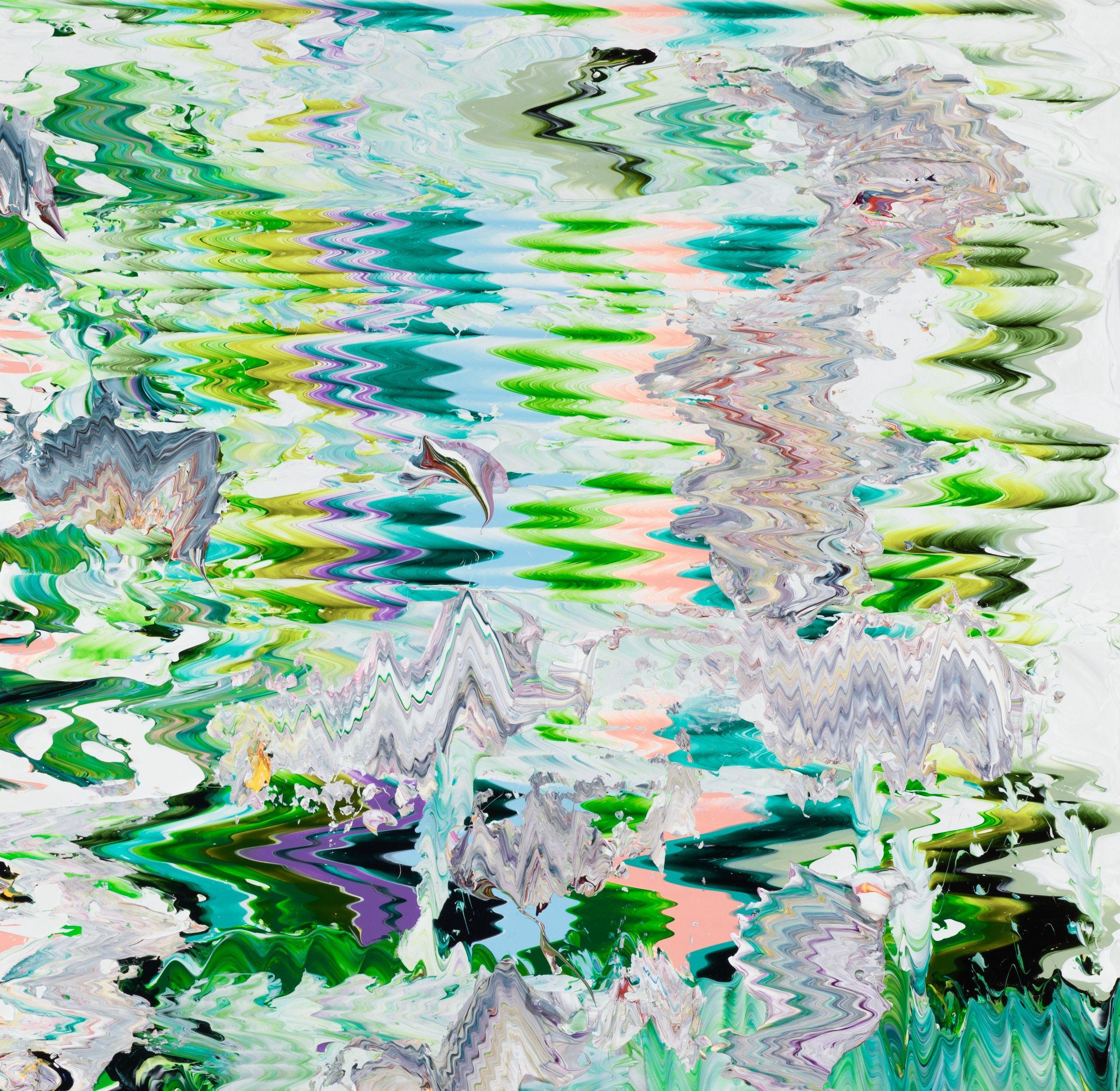 Matrix is an acrylic on canvas painting by Robert Standish, signed, titled and dated verso. The art is 48 x 48 inches canvas size and 50 x 50 inches framed. Framed in a contemporary white frame chosen by the artist. 

For over two decades, Los