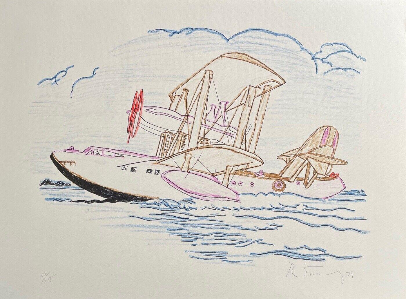Un très grand bateau volant qui décolle (3 lithographies) - Contemporain Print par Robert Stanley