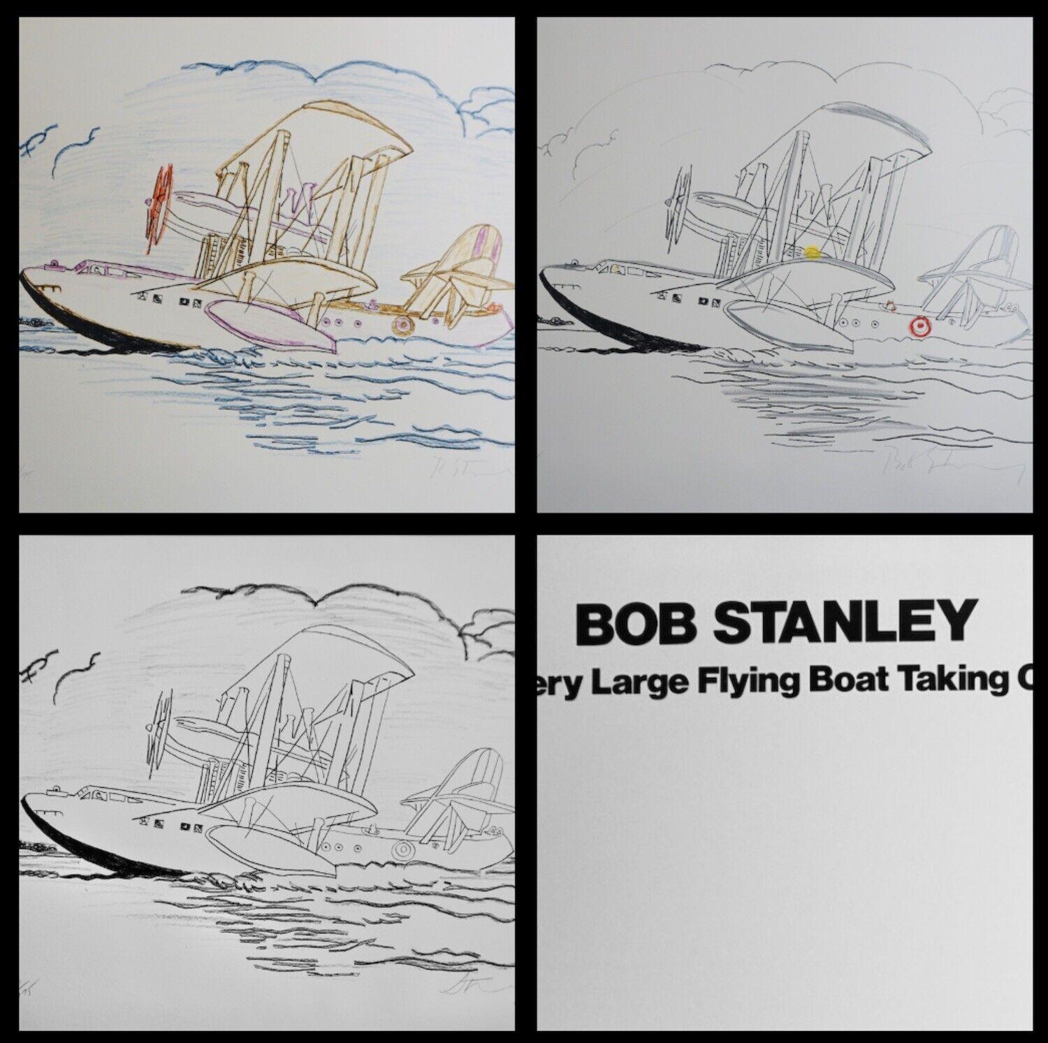 Print Robert Stanley - Un très grand bateau volant qui décolle (3 lithographies)