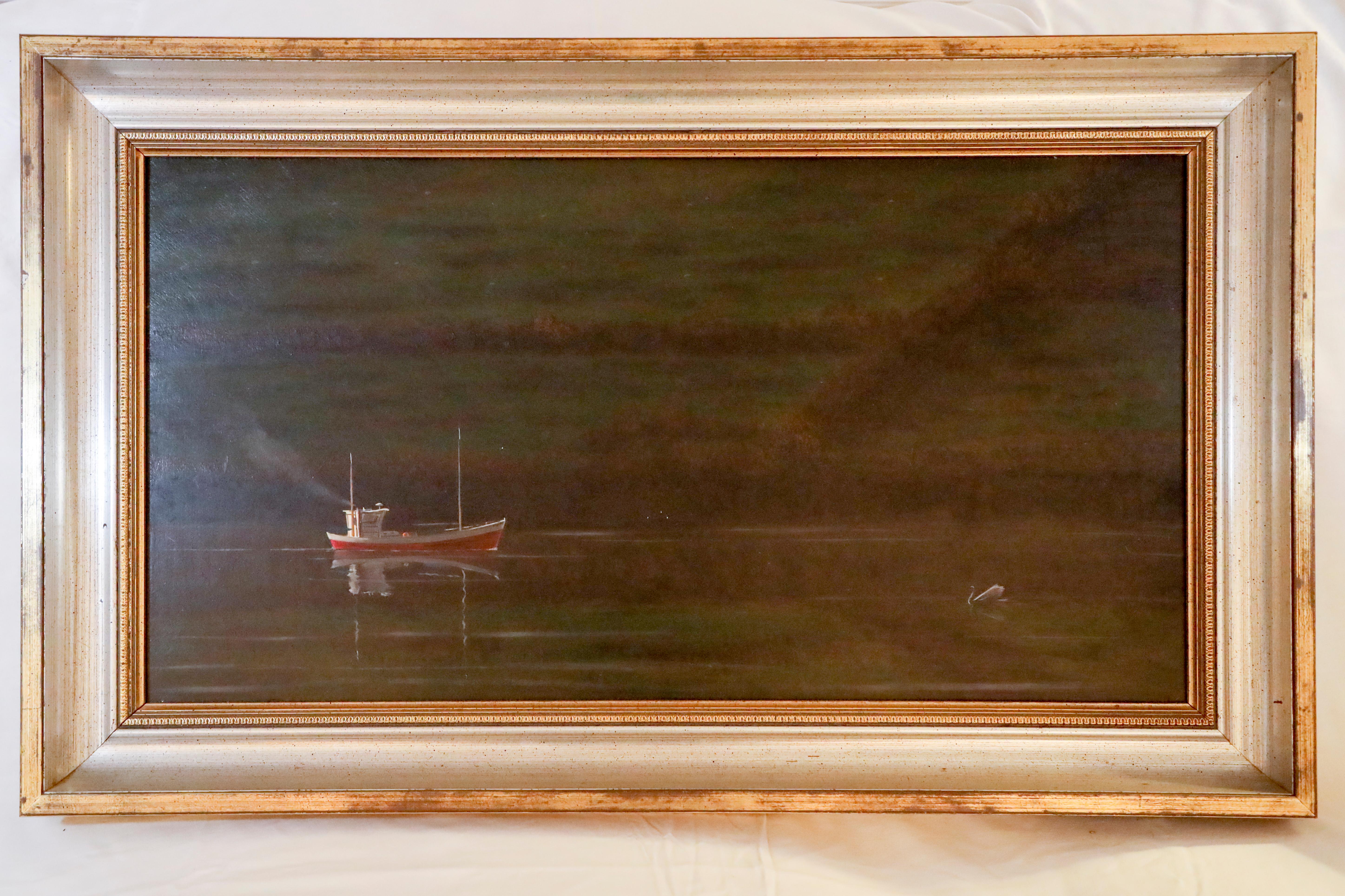 Robert Stark Landscape Painting - Red Boat with Swan Nantucket