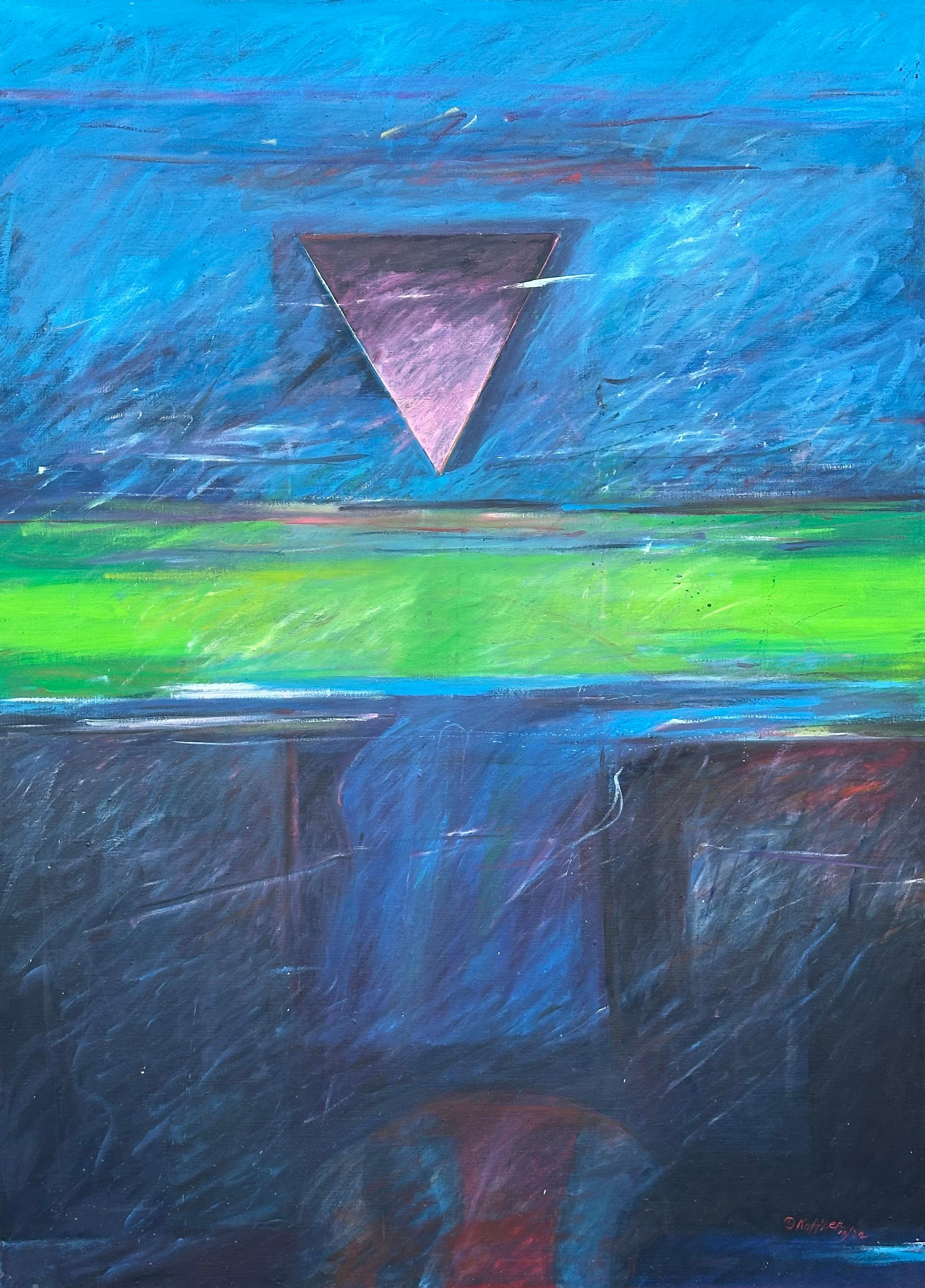 Robert Steven Koffler Abstract Painting – Dreieck XXX (Postmoderne geometrische Landschaft)