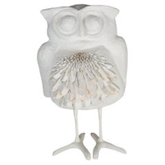 Robert Stimban Stylized White Paper Mache Owl