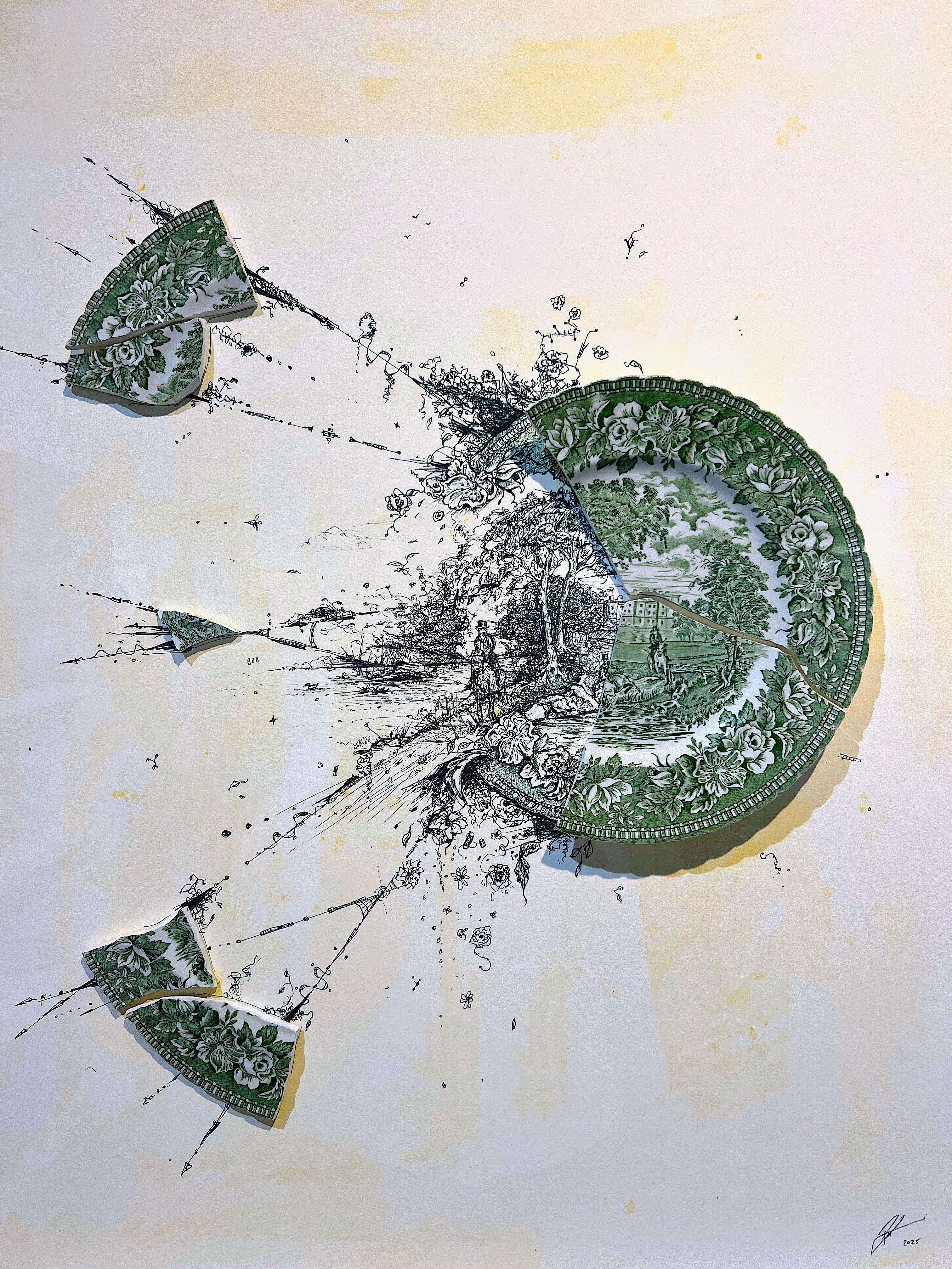 Das Anwesen im Herbst – Mixed Media Art von Robert Strati