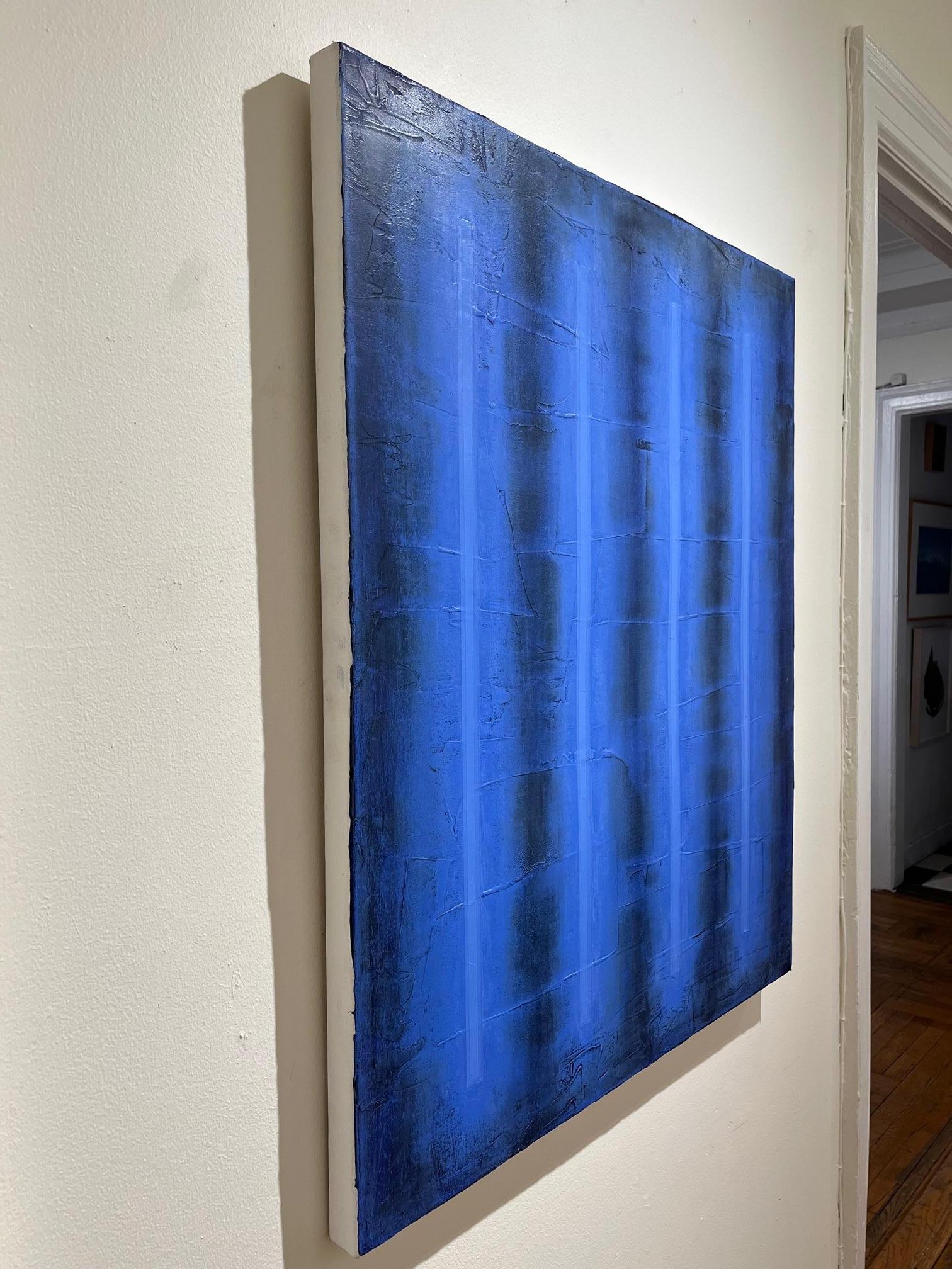 Blue Lights II, 2022, peinture à l'huile abstraite et vibrante - Abstrait Painting par Robert Stuart