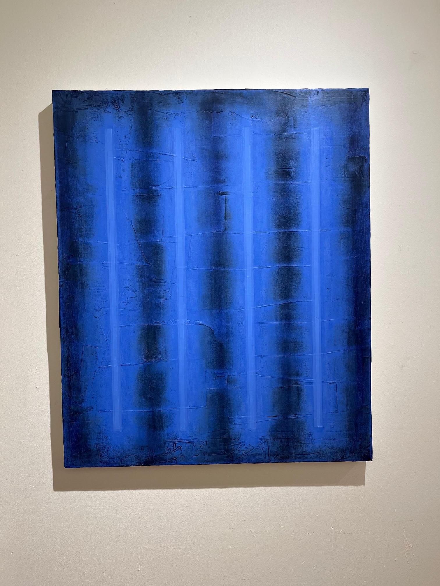 Abstract Painting Robert Stuart - Blue Lights II, 2022, peinture à l'huile abstraite et vibrante