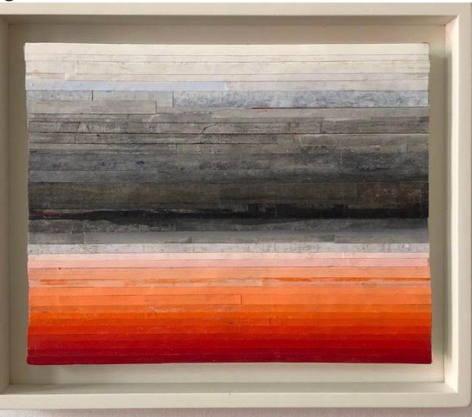 Robert Stuart on his work, "In the process of painting I feel that I am working from within the painting itself, following wherever it leads, intuitively interacting with paint, wax, collage, textures, color, line, proportion, etc.  Getting a sense
