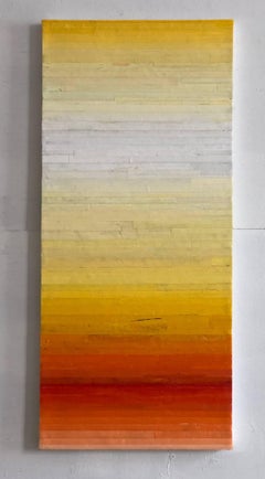 Robert Stuart, Sunset, Abstract geometric oil, collage, and wax on canvas, 2018